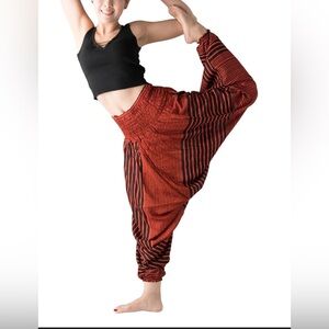 Bangkok Pants Red Black Striped Harem Genie